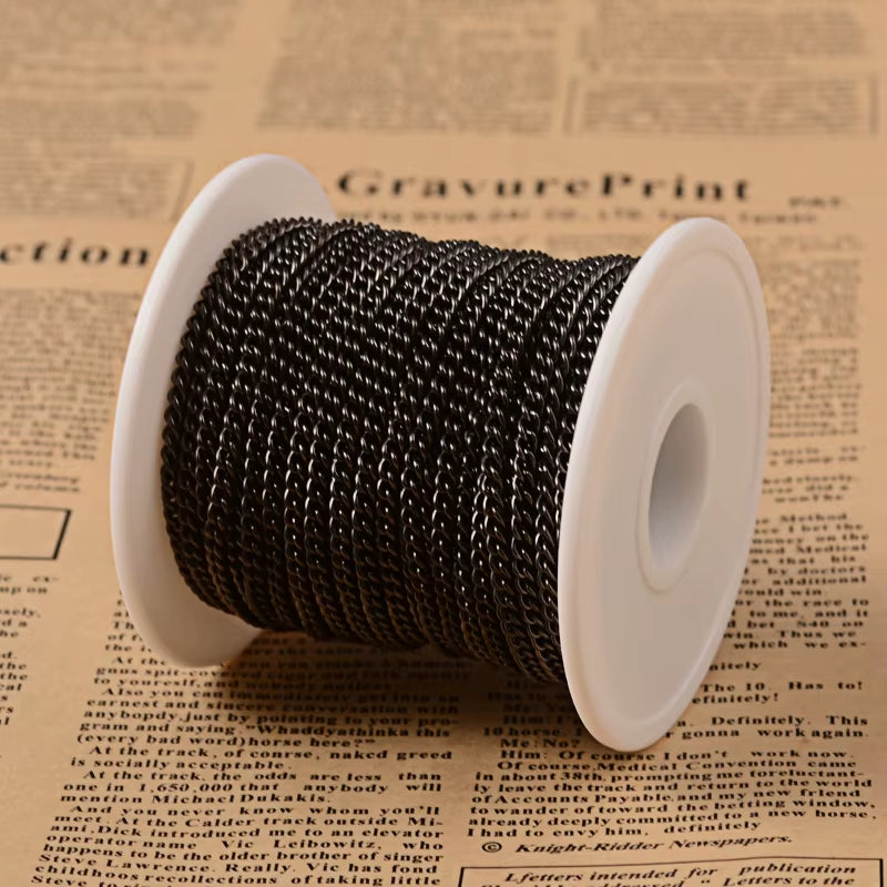 20M/Roll 304 Stainless Steel Curb Chains Unwelded Twisted Chains Jewelry Necklace Bracelet Chains Link Accessories