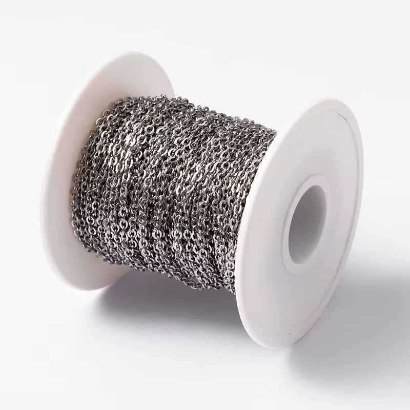 20M/Roll 304 Stainless Steel Curb Chains Unwelded Twisted Chains Jewelry Necklace Bracelet Chains Link Accessories