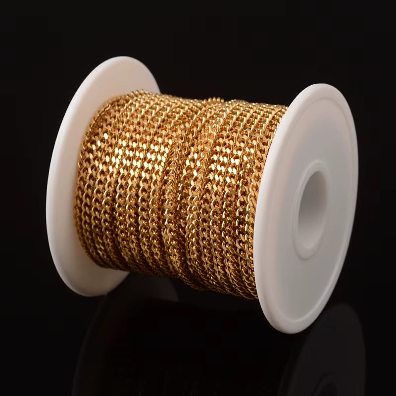 20M/Roll 304 Stainless Steel Curb Chains Unwelded Twisted Chains Jewelry Necklace Bracelet Chains Link Accessories