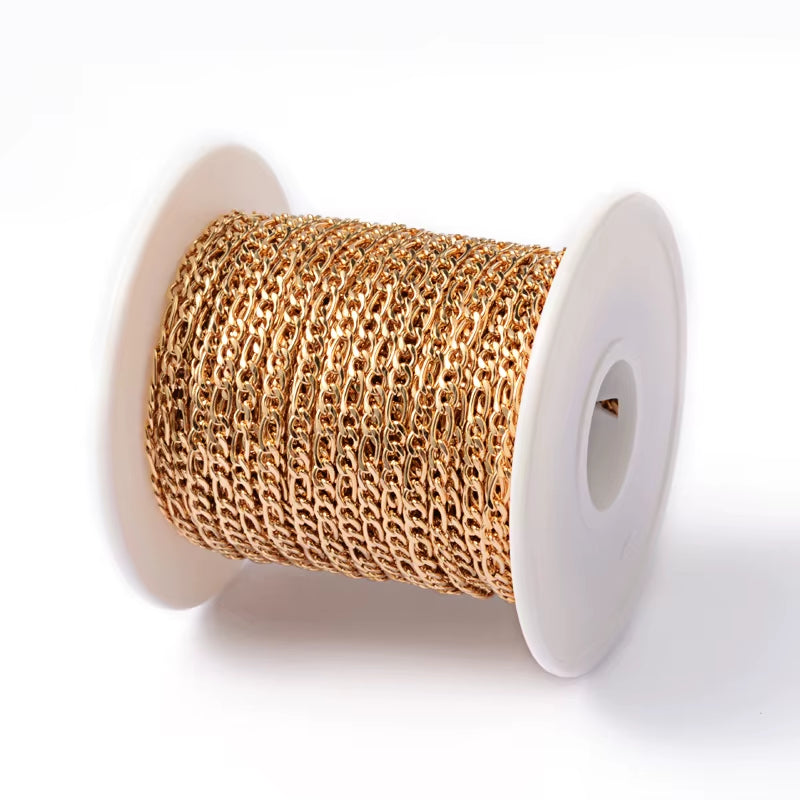 20M/Roll 304 Stainless Steel Curb Chains Unwelded Twisted Chains Jewelry Necklace Bracelet Chains Link Accessories