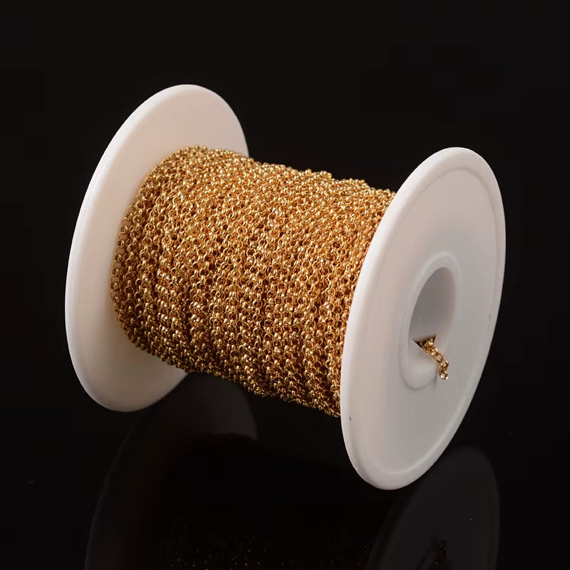 20M/Roll 304 Stainless Steel Curb Chains Unwelded Twisted Chains Jewelry Necklace Bracelet Chains Link Accessories