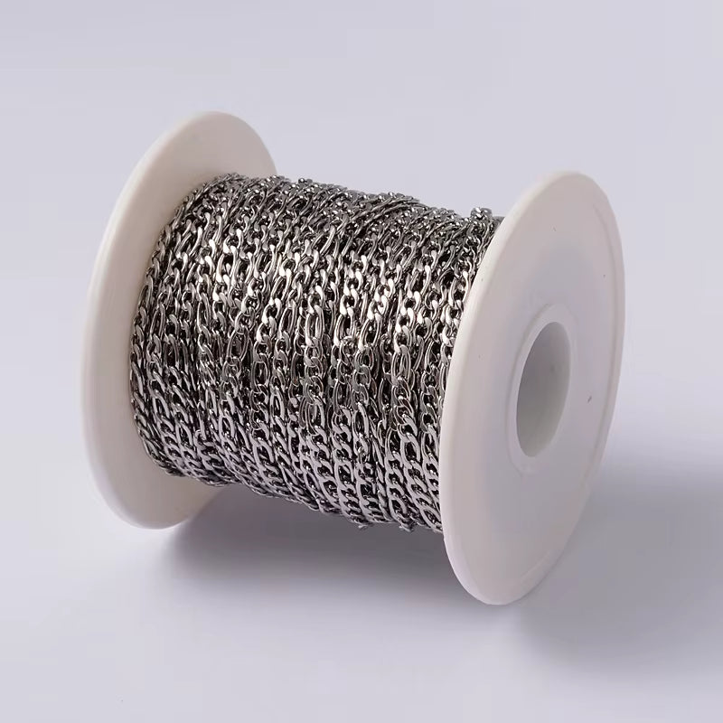 20M/Roll 304 Stainless Steel Curb Chains Unwelded Twisted Chains Jewelry Necklace Bracelet Chains Link Accessories
