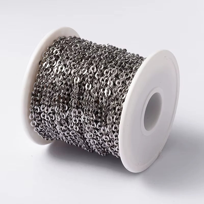 20M/Roll 304 Stainless Steel Curb Chains Unwelded Twisted Chains Jewelry Necklace Bracelet Chains Link Accessories