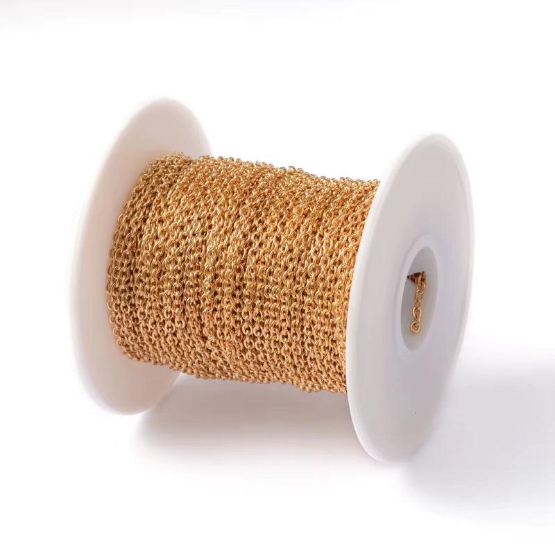 20M/Roll 304 Stainless Steel Curb Chains Unwelded Twisted Chains Jewelry Necklace Bracelet Chains Link Accessories