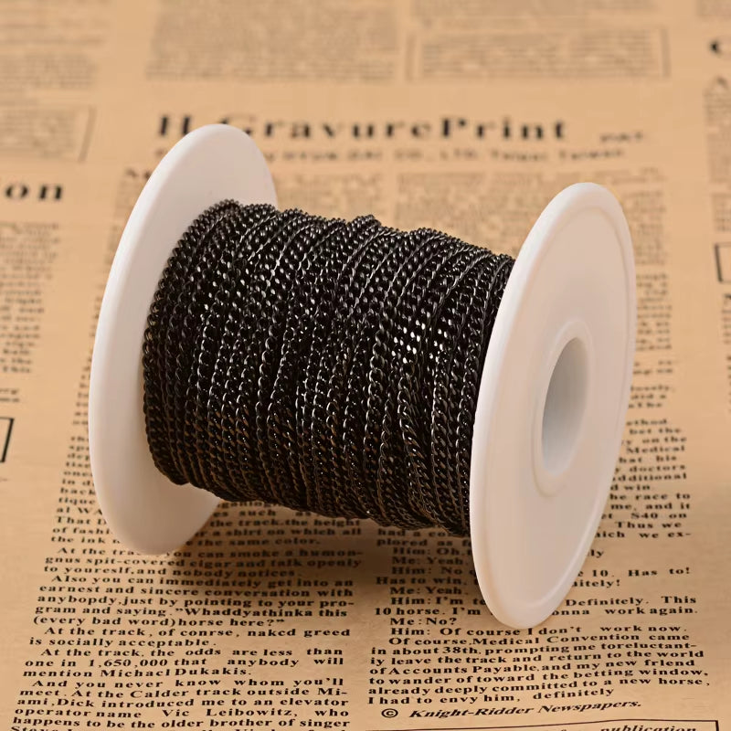 20M/Roll 304 Stainless Steel Curb Chains Unwelded Twisted Chains Jewelry Necklace Bracelet Chains Link Accessories