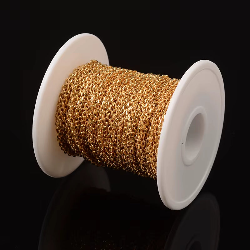 20M/Roll 304 Stainless Steel Curb Chains Unwelded Twisted Chains Jewelry Necklace Bracelet Chains Link Accessories