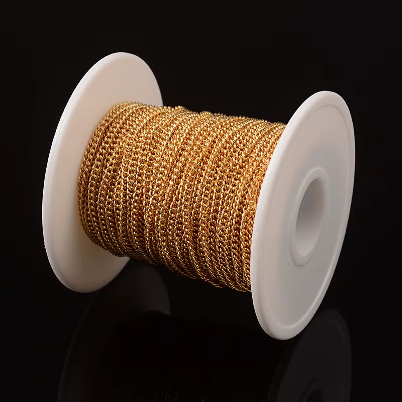 20M/Roll 304 Stainless Steel Curb Chains Unwelded Twisted Chains Jewelry Necklace Bracelet Chains Link Accessories