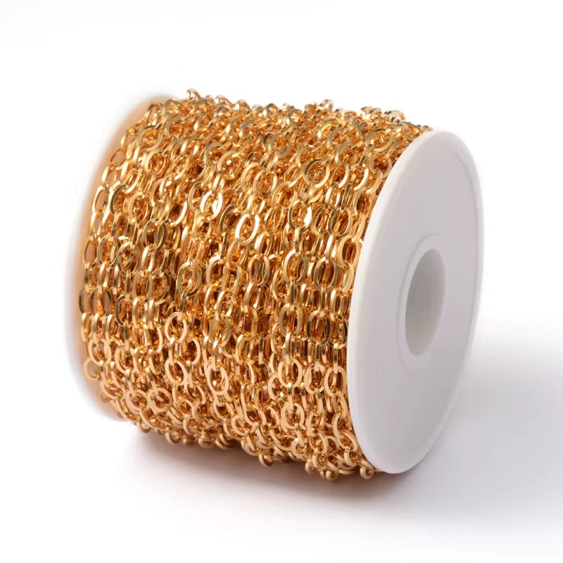 20M/Roll 304 Stainless Steel Curb Chains Unwelded Twisted Chains Jewelry Necklace Bracelet Chains Link Accessories