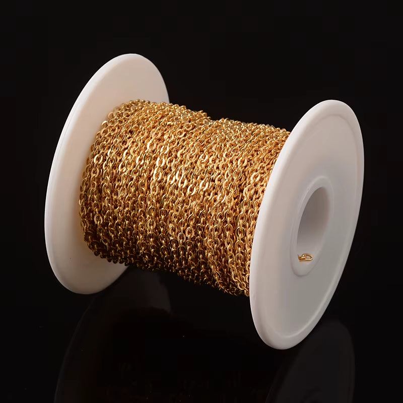 20M/Roll 304 Stainless Steel Curb Chains Unwelded Twisted Chains Jewelry Necklace Bracelet Chains Link Accessories
