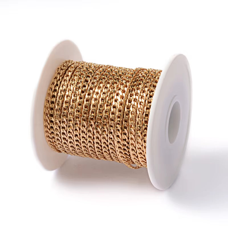 20M/Roll 304 Stainless Steel Curb Chains Unwelded Twisted Chains Jewelry Necklace Bracelet Chains Link Accessories