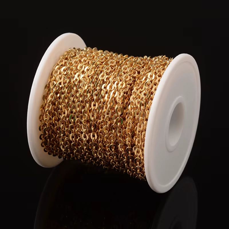 20M/Roll 304 Stainless Steel Curb Chains Unwelded Twisted Chains Jewelry Necklace Bracelet Chains Link Accessories