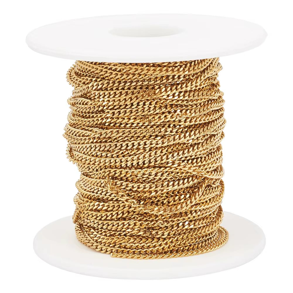 20M/Roll 304 Stainless Steel Curb Chains Unwelded Twisted Chains Jewelry Necklace Bracelet Chains Link Accessories