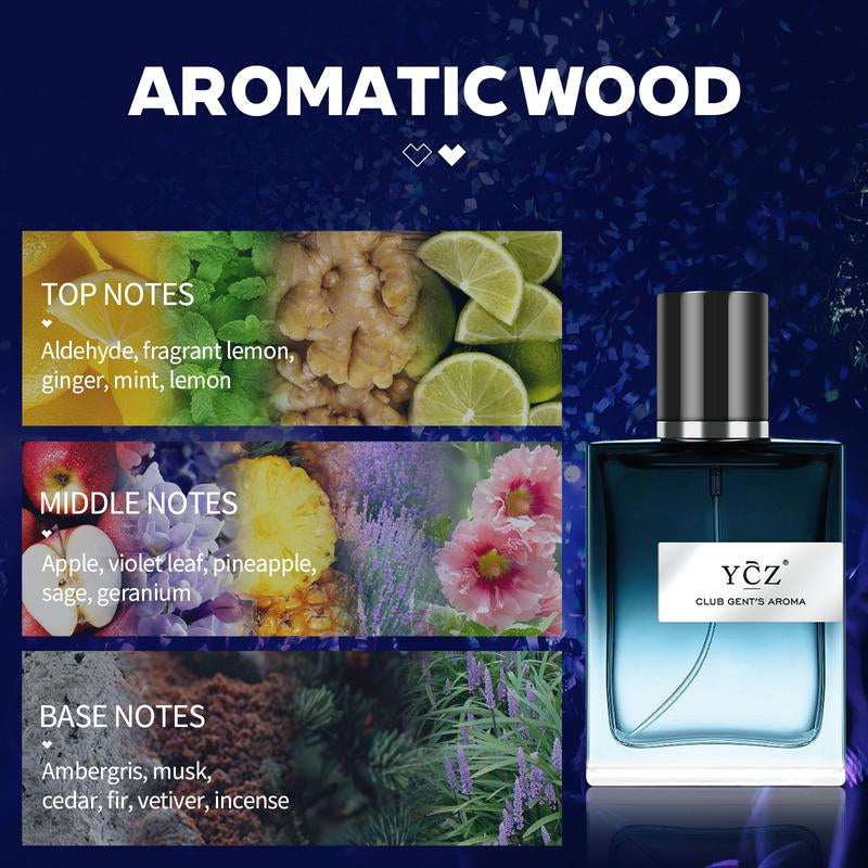 Ycz CLUB GENT'S AROMA Perfume Men, 1.7Oz(50Ml), Nightclub Essential Fragrance, Long Lasting Cologne for Men with Aromatic Woody Notes of Mint, and Lemon, Ideal Occasions Daily Elegance.