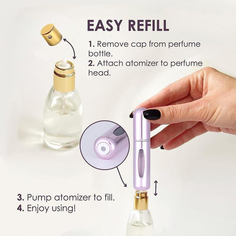 4PCS 5Ml Refillable Perfume Atomizer | Tsa-Approved Travel Spray Bottle, Leak-Proof Continuous Mist for Cologne & Body Mists – Mini Decanter Gift Set for Men (Fall/Holiday Essentials