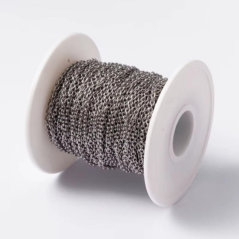 20M/Roll 304 Stainless Steel Curb Chains Unwelded Twisted Chains Jewelry Necklace Bracelet Chains Link Accessories